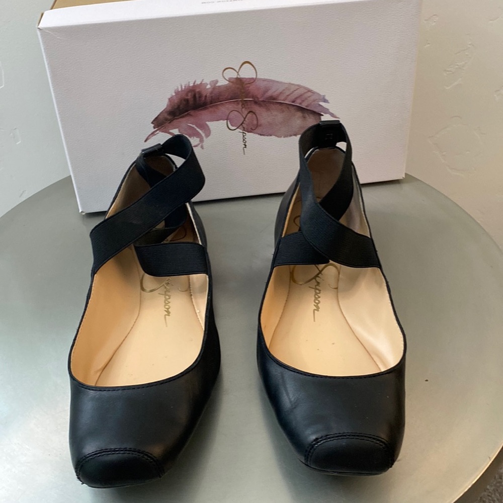 JS
Mandalaye Leather Square-Toe Criss/Cris Ankle Straps Ballet Flat